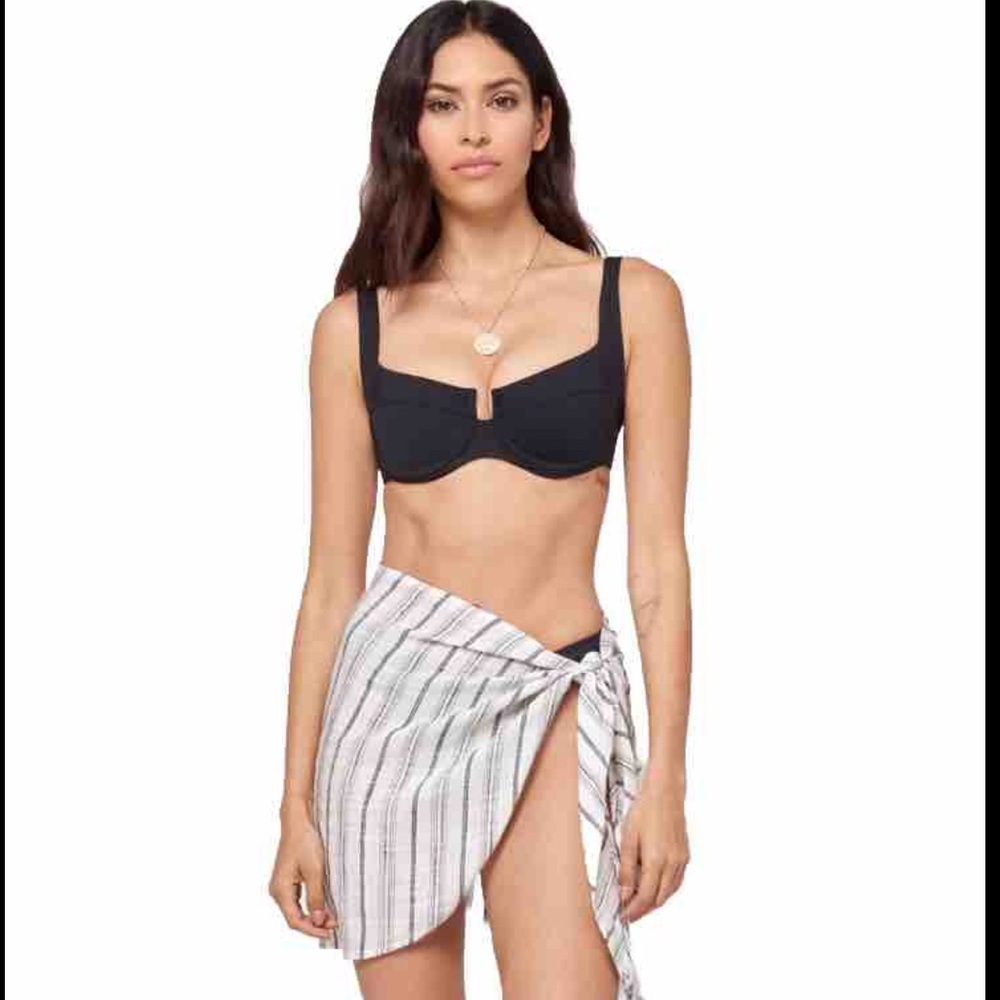 L*Space Salinas Stripe Print Short Sarong Swim Beach Cover Up NWT one size